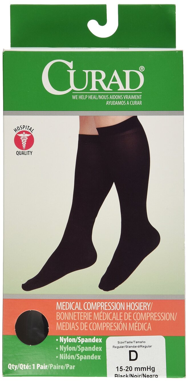 2406 Knee High Compression Hosiery, 15-20 mmHg, Black, Size D XL - Medical